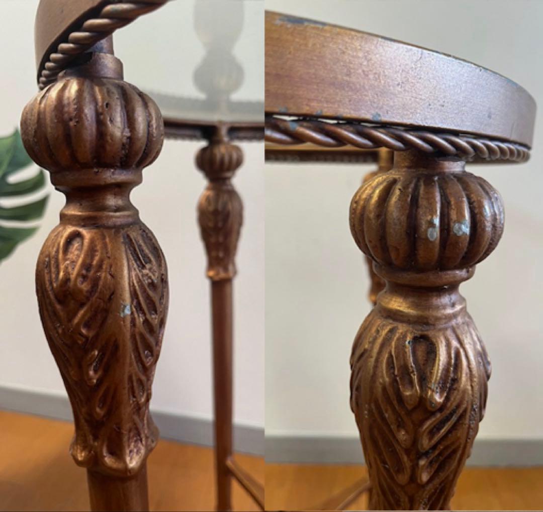 アンティーク調　ガラステーブル　ヴィンテージ　レトロモダン　ヨーロピアン　カフェ